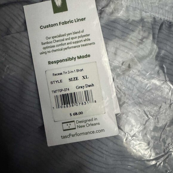 Tasc Performance Recess 7in 2-in-1 Shorts $68 in Light Gray Dash - Picture 8 of 8
